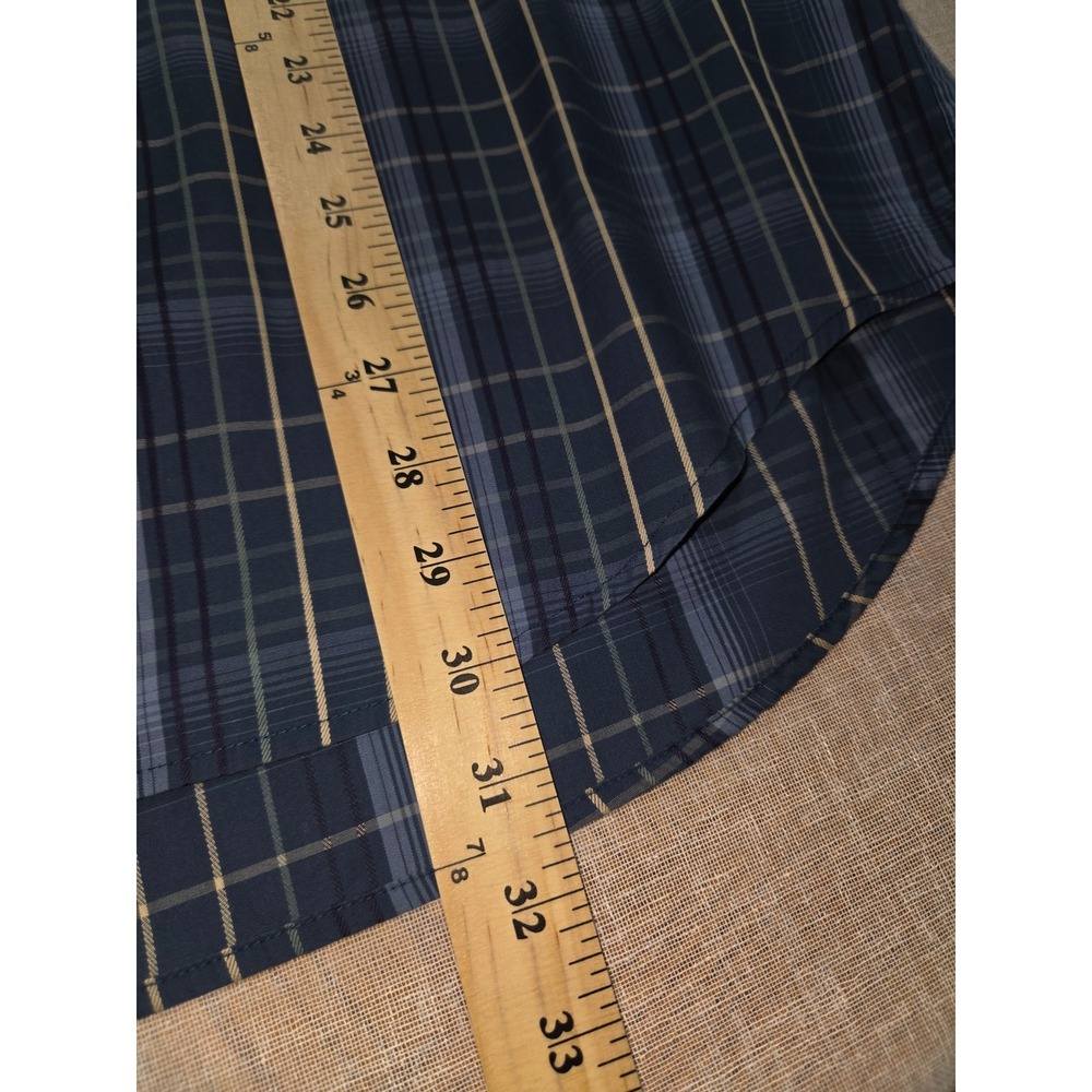 Haggar‎ ForeverNew Mens XL Blue Plaid Button Down Shirt Wrinkle Resistant Cotton - Picture 4 of 7